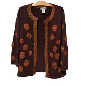 Timberlea VIntage | Sweater Cardigan Open Front Brown- Size Large